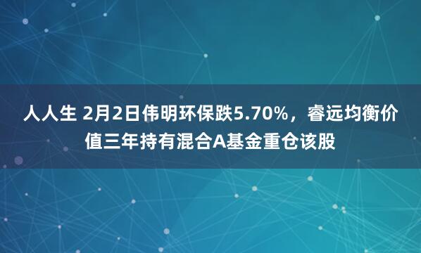 人人生 2月2日伟明环保跌5.70%，睿远均衡价值三年持有混合A基金重仓该股